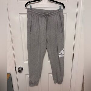 adidas Gray Sweatpant Joggers with White Logo. Large
